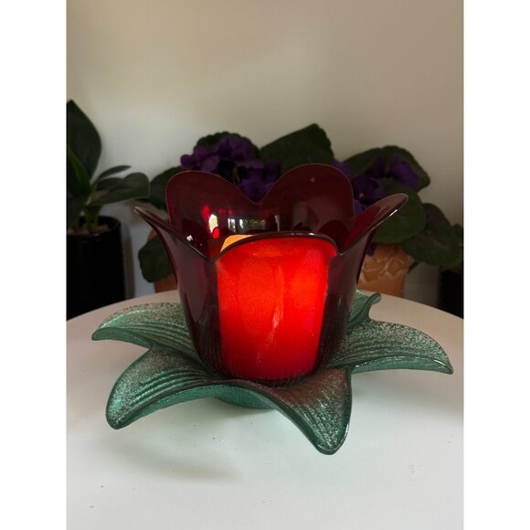 Studio Nova Glass Tulip Flower Frosted Glass Votive Candle Holder - Picture 1 of 12